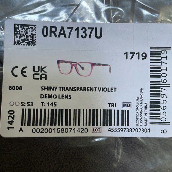 Ralph Lauren glasses. Shiny transparent violet with clear demo lenses - Picture 5 of 5